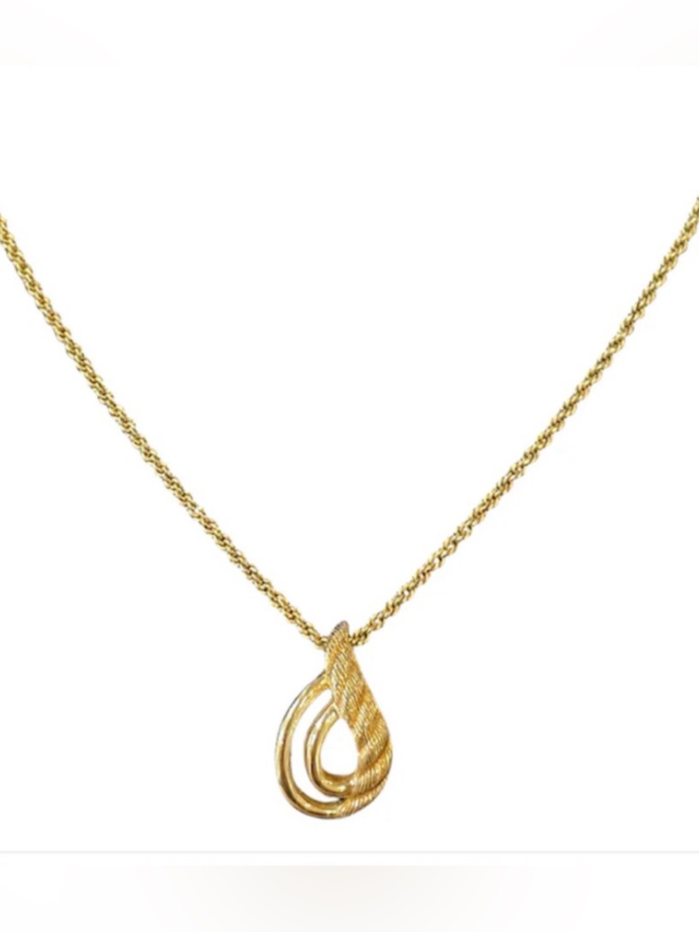 Christian Dior Gold Plated Teardrop Pendant Necklace